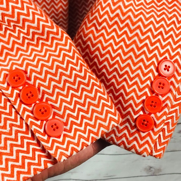LIZ CLAIBORNE Orange and White Chevron Blazer - Picture 5 of 5
